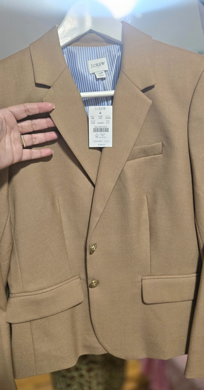 J. Crew Tan Blazer with Gold Buttons